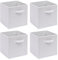 Homullel Foldable Storage Cubes Set of 4, Fabric Storage Boxes Set, Closet Storage Drawers Storage Organizer for Clothes (Band, White)