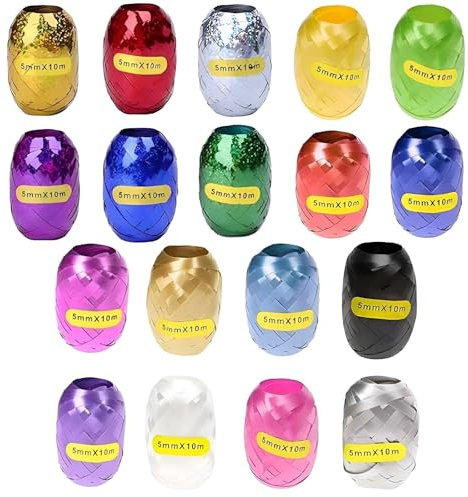 18 Rollen Geschenkband, 5mm x 10 m je Rolle Ringelband Bunt, Curling Ribbon Rolle, Kräuselband für Hochzeit Partei Festival Dekoration Handwerk Geschenkverpackung Florist Luftballon