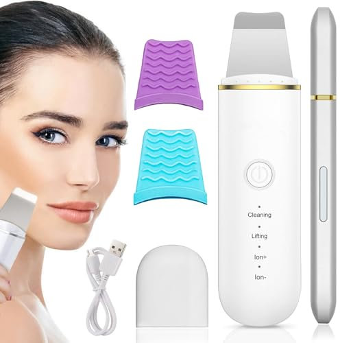 Pulizia Viso Ultrasuoni,Pulizia Profonda La Viso Peeling E Cura,Spatola Professionale Con 4 Modalità Regolabili,Punti Neri Rimozione,Usb Ricaricabile,Bianc