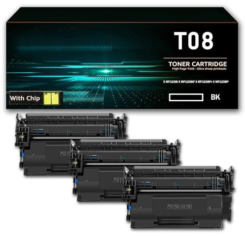 Kompatibles T08-Tonerkartuschenset in Schwarz, funktioniert mit Canon imageCLASS X MF1238i X MF1238iF X MF1238Pr X MF1238P Drucker, einfaches Nachfüllen von Pulver, hohes Druckvolumen,3PCS-11000 Pages