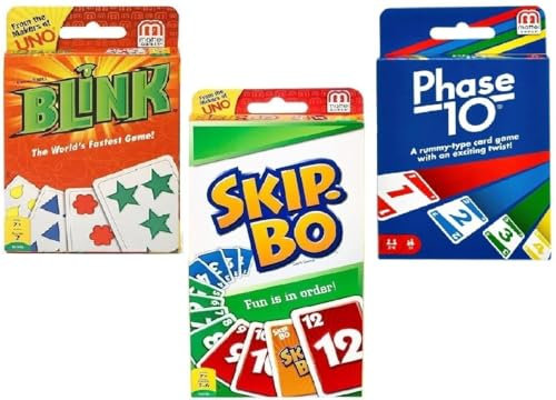Mattel Blink, Phase 10 und Skip-Bo Kartenspiel, Combo 3er Pack