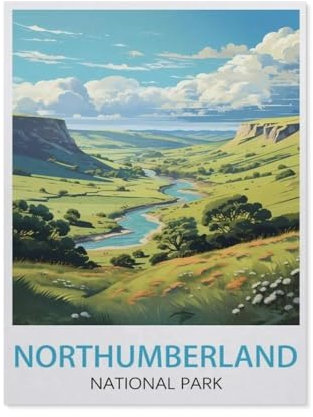 Northumberland National Park Vintage-Reiseposter，1000 Piece Puzzles Für Kid Adult Toy Geschenk DIY Game（38x26cm）-AM24
