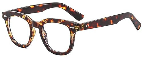 YAMEIZE Rotondo Occhiali Luce Blu Uomo - Donna Retrò Occhiali Anti Luce Blu Occhiali Filtro Luce Blu Occhiali per Computer (Leopardo Chiaro)