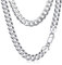 Amberta 925 Sterling Silber Halskette Herren Kubaner Kette, Italienische Miami Panzerkette: 7.9 mm Kette Herren 60 cm