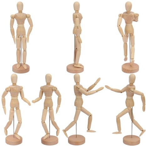 IHDYPPEW 8 Stück 20,3 cm große Künstlerpuppe aus Holz, bewegliche Schaufensterpuppe, Holz-Zeichnungsmodelle für Künstler, Fotografie-Requisite, Animation, Heimdekoration