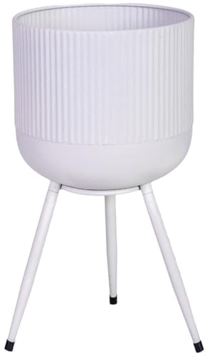 Macetero con Soporte de Metal Blanco 25,5x25,5x48h cm