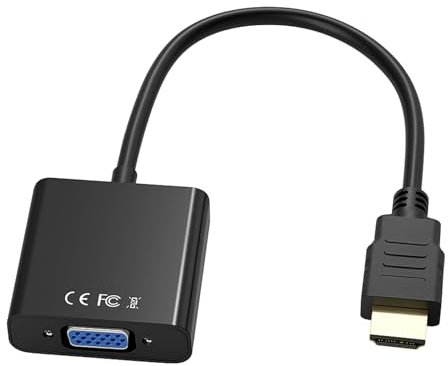 kwinfei Black Gold-Plated HDMI to VGA Gold-Plated Adapter (Male to Female),HD 1080p Converter for Computer, Laptop, PC, Raspberry Pi, Projector, Monitor, HDTV, Easy Plug-and-Play