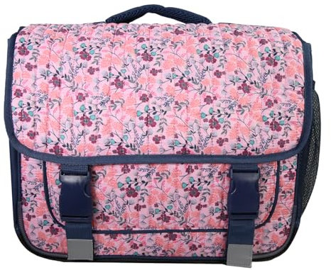 Bagtrotter - Cartable Scolaire 38 cm - Motif Fleurs - 2 Compartiments, 2 Poches, Dos & Bretelles Matelassés, Fond Renforcé, Éléments Réfléchissants - Primaire - Marque Officielle Bagtrotter