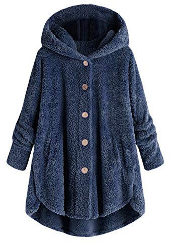 Uwdiohq Gilet Long Femme Peluche Femmes Bouton Manteau Hauts Veste Laine Lâche À Capuche Cardigan Hiver Blanc Mariage Ete Leger Noir Chic Fin Tres Chaud Grande Taille Marron Beige Pour Légère
