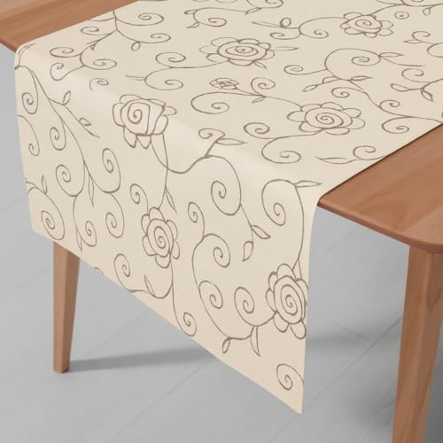 Miami Tischläufer Mediterran Creme Rechteckig 40 x 130 cm | pflegeleicht, wind- und wetterfest, rutschhemmend,