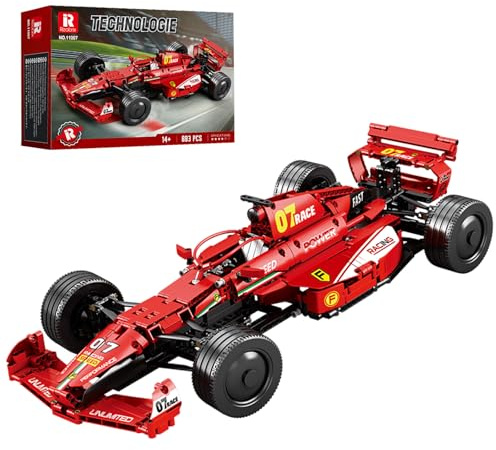 Reobrix F1 Formel-Rennwagen-Modell, Klemmbausteine-Rennauto für Erwachsene | 1:8 Modellauto, Bewegliche Lenkfunktion, Drehbare Räder, Realistischer Rennlook, Statische Display Modell, 928 Teile Bausatz