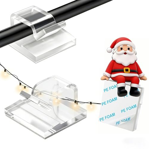 KLJ Kabelhalter selbstklebend Outdoor und Innenraum klebehaken 100 Stück | Transparent kabel organizer für Kabelmanagement,Kabelclips für Schreibtisch kabelbefestigung,kabelklemmen für Lichterkette
