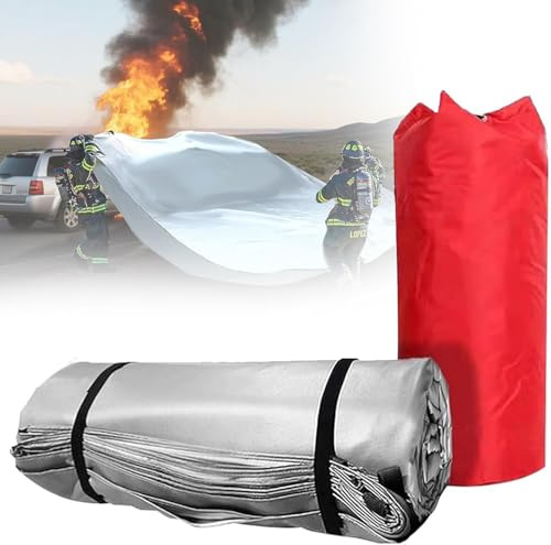 CGLYYDS Auto-Löschdecke, beidseitig silikonbeschichtete Brandbekämpfungsdecke, Notfall-Löschdecke für Autos, Sicherheits-Löschdecke für Parkplätze und Ladestationen 3×4m/9.8×13.1ft