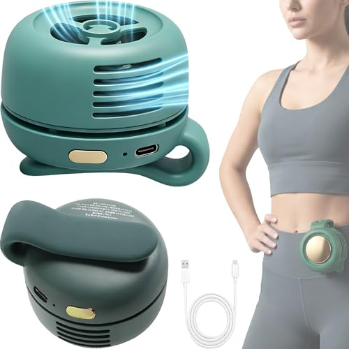 HiMrLuo Clip On Bladeless Fan, 3-Speed, Green | 360° Adjustable, 25dB Silent, 900mAh Type-C Rechargeable, Hands-Free Wearable Cooling for Stroller Office Outdoor Travel