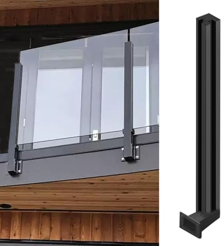 GHFXSCV Poteaux de clôture en Verre à Fixation latérale pour Plateforme de terrasse, Noirs - Pinces de Fixation carrées 10 x 10 cm pour Panneaux de Garde-Corps, Embouts de Balustrade pour escalier/p