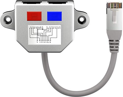 Goobay 68908 Répartiteur de câbles LAN (doubleur de réseau), Adaptateur en Y 2X Cat 5 câblage Ethernet : 1x 8 pôles vers 2X 4 pôles