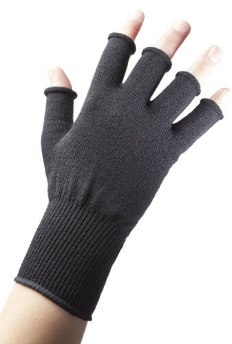 EDZ Merino Wolle Fingerlose Handschuhe Schwarz