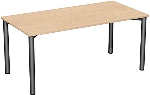 Gera Möbel 4 Fuß Flex Schreibtisch, Holzdekor, buche/anthrazit, 160 x 80 x 72 cm