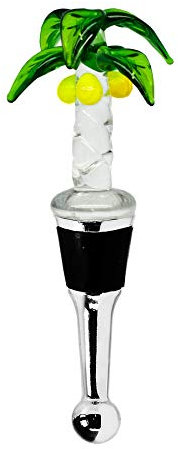 EDZARD Flaschenverschluss Palme für Champagner, Wein und Sekt, Muranoglas-Technik, 13 cm hoch, Handarbeit