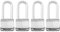 Master Lock M5XQLJCCSEN Lot de 4 cadenas larges en acier laminé Magnum de 2,5 cm de diamètre, dégagement de la manille, manille de 2,5 cm