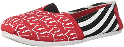 FOCO Wisconsin Badgers NCAA Womens Stripe Canvas Shoes - XL