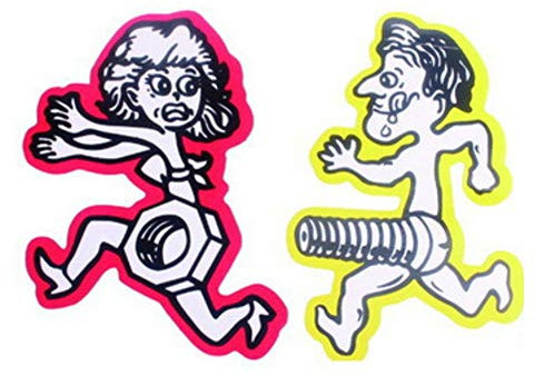 1 Pair Funny Men Bolt Chase Women Nut Run Car Sticker Motorcycle Decal Accessory - Yellow Man