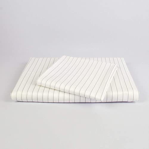 cloudlinen Bettwäsche Set aus 100% Extra-Langstapeliger Premium Baumwolle - 240x220 cm (Bettbezug) + 2 * 80x80 cm (Kissen) - weiß/grau gestreift - kuscheliger, Warmer, weicher Satin für besten Schlaf