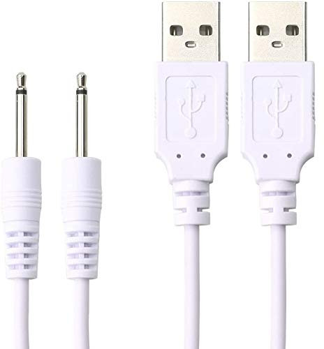 Accessonico Ersatz-Ladekabel-Set, Schwarz, 6.6 Fuß, 2 Stück, Kompatibel mit Tracys Dog, Paloqueth, Lovesense, Beauty-Instrument, USB-Ladekabel, 2,5 mm, Hochgeschwindigkeit, Indoor