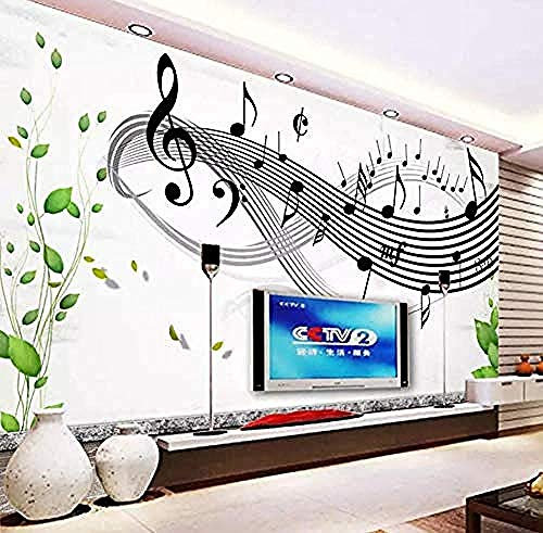 Papiers peints Notes de musique Mur de briques Mode Papiers peints 3D Effet mural Décoration Gris St Papier Peint 3D Salle de séjour Chambre à coucher Salle de séjour Mural murale enfant-400cm×280cm