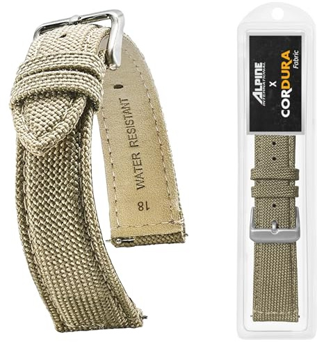 Alpine Cordura Fabric Watch Band - Quick Release Replacement Watch Bands - Water Resistant Back Lining Leather Strap - Watch Bands for Women & Men - Compatible with Regular & Smart Watch Bands
