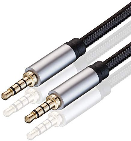 DnGeky Male to Male Audio Cable 5M,3.5mm 4 Pole Nylon Braided Stereo Aux Cable,Auxiliary Cable,Aux Cord for Headphones, PS4,phone, Tablets, Headset, PC, Laptop and More(5M/15Ft)