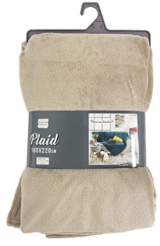 Douceur d'Intérieur, Plaid Doux (180 x 220 cm) Flanou Taupe, Flanelle Unie