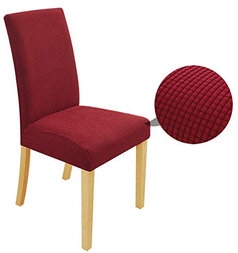 Speedsporting Stuhlhussen Stretch Abnehmbare Waschbar Stuhlbezug für Esszimmerstühle Elastische Set Stuhlabdeckung Moderne Beschützer Husse Stuhlüberzug Mit Gummiband (Bordeaux, 2er)