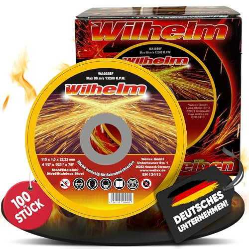 100 x Wilhelm Trennscheiben Ø 115 Edelstahl Metall Stahl Inox Blech Flexscheiben Extradünn
