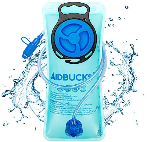 AIDBUCKS 2L Sacca Idratazione Sacca del' Acqua Sistema di Idratazione Vescica Portatile con Valvola Mordente - BPA Gratuito Antibatterico per Zaino Idratazione, Ciclismo, Escursionismo, Camminata