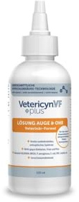 ecuphar Vetericyn VF +Plus | 120 ml | Augen- & Ohrenreiniger für alle Tiere | Enthält Weder Alkohol, Steroide noch Antibiotika | Zum Reinigen & Spülen von Haut & Schleimhaut