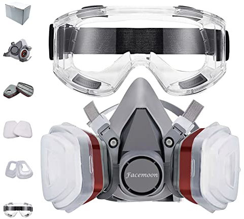 Mezza Faccia Maschera Antipolvere Maschera Antigas, Maschera Respiratoria per Verniciatura a Spruzzo, Verniciatura, Prodotti Chimici, Vapori Organici, Saldatura, Lucidatura