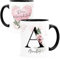 SpecialMe® Kaffee-Tasse mit Buchstabe Initiale Monogramm personalisiert mit Namen Wunschtext persönliche Geschenke Inner-Schwarz Keramik-Tasse