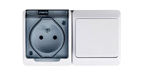 Hermes Treppenverbinder + Steckdose mit/u IP44 GNT 0327-11 Elektro-plast Aufputz 5901130482696