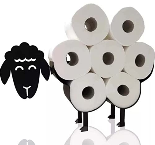 Modern Visions Black Sheep Toilet Paper Holder, Sheep Toilet Roll Holder, Animal Toilet Paper Holder, Free Standing Novelty Toilet Paper Stand, Metal Toilet Accessory, Fun Bathroom Accessories