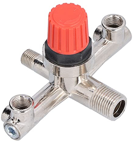 Vanne de Pression pour Compresseur d’Air Double Sortie en Alliage de Zinc Durable Accessoire Non Réglable 1m pour Pressostat à Piston | Valve de pression compresseur air double sortie, alliage zinc, débit 30% supérieur