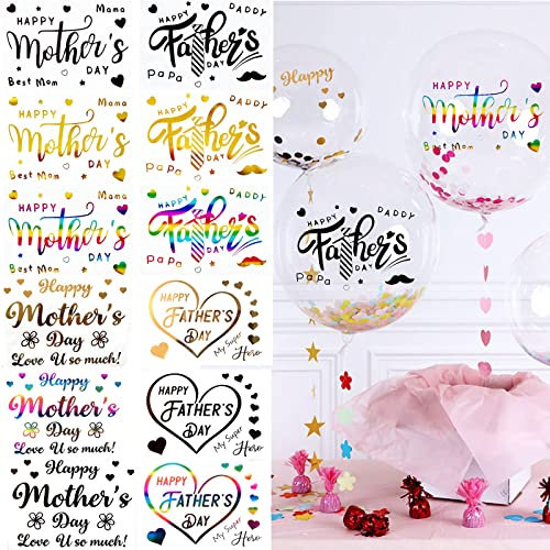 Muttertag Ballon Aufkleber Vatertag Buchstaben Aufkleber 12 Stück Gold Schwarz Regenbogen DIY Paster Party Supplies Glas Aufkleber für Bobo Transparent Ballon Dekor