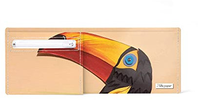 I LIKE PAPER – SCHNABELVOGEL – Pappwallet/Portemonnaie/Geldbörse aus Tyvek® - mit Reißverschluss für Münzgeld - 3 Kreditkartenfächer, Dokumentenfach - reissfest - wasserabweisend - Made in Germany