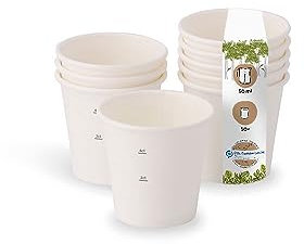 GREENBOX Bio Pappbecher I Einweggeschirr Trinkbecher Papierbecher kompostierbare und biologisch abbaubare Becher I weiße, unbedruckte, umweltfreundliche Kaffeebecher 50 Stück 50ml 2oz
