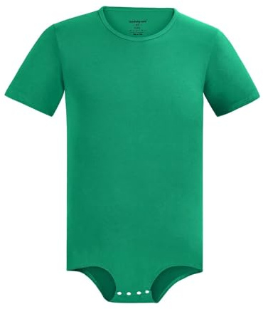 Landofgenie Herren Kurzarm Bodysuit Onesie für Erwachsene aus Baumwolle | mit Druckknöpfen im Schritt, Bequemer Einteiler als Schlafanzug für Lounge und Freizeit