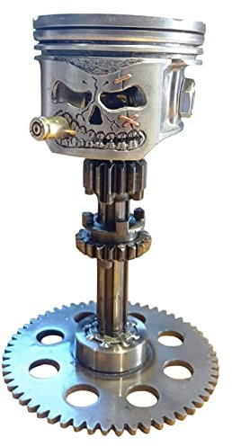 Kolben Totenkopf Gesicht Skulptur, Schnitzerei Kolben Totenkopf Gesicht Skulptur Geschnitzt Skelett Gesicht Skulptur Ornamente Büro Zuhause Tisch Schreibtisch Dekor Geschenke (Metall)