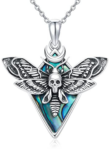 CUPENDA Motten Halskette Sterling Silber Todesschädel Motte Anhänger Gothic Schmuckgeschenk für Frauen