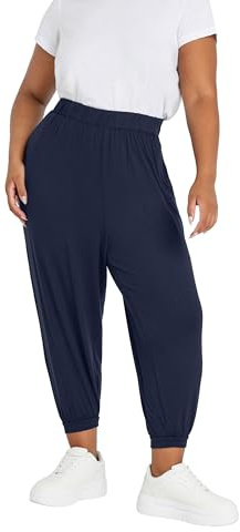 Yours Curve Navy Cropped Jersey Harem Joggers - Women's - Plus Size Curve
