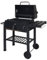 Barbecue BBQ braciere doppia griglia con ripiani e ruote HWC-K93 acciaio 110x100x51cm nero