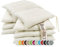 ZOLLNER 8er Set Sitzkissen in 40x40cm - gemütliche Stuhlkissen mit Bindebänder - waschbar bis 30°C - in Creme - Oeko Tex® Zertifiziert